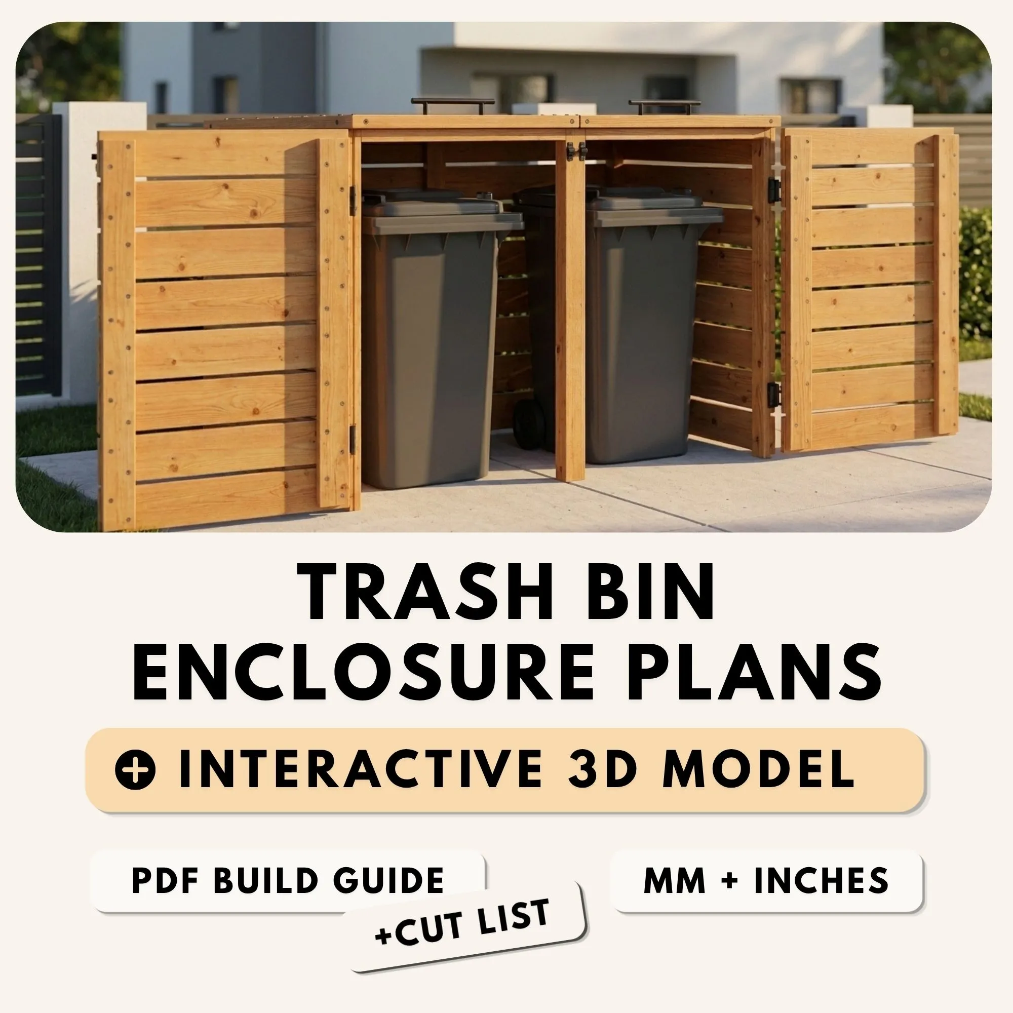 Free DIY Trash Can Enclosure Plans (2-Bin)